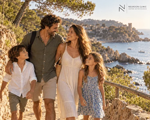 Familia reconstruida disfrutando de tiempo de calidad en la Costa Brava España