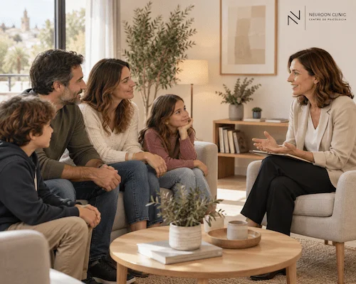 Terapia familiar para familias reconstruidas en Neuroon Clinic Empuriabrava